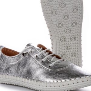 Lexi Flexible Leather Shoes in Silver