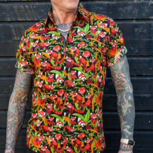 Red Panda Unisex Short Sleeve Cotton Shirt by Run and Fly