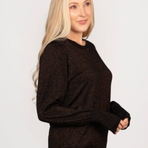 Bronze Glitter Balloon Sleeve Jumper by Sarta MSH