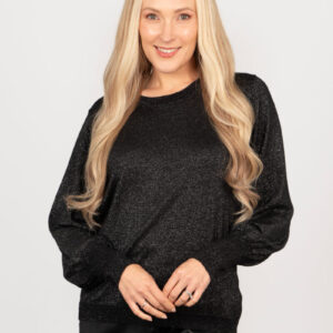 Black Glitter Balloon Sleeve Jumper by Sarta MSH