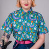 Cauldron Cats Short Sleeve Cotton Shirt by Run and Fly - Image 3