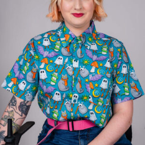 Cauldron Cats Short Sleeve Cotton Shirt by Run and Fly