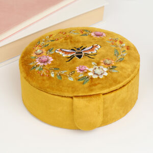 Yellow Bee Floral Velvet Jewellery Box by POM