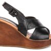 Celeste Wedge Sandals in Black Leather by Justin Reess - Image 4