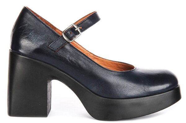 Amara T Bar Shoes in Navy Leather