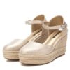 Gold Ladies Espadrille Wedges by XTI Refresh - Image 3