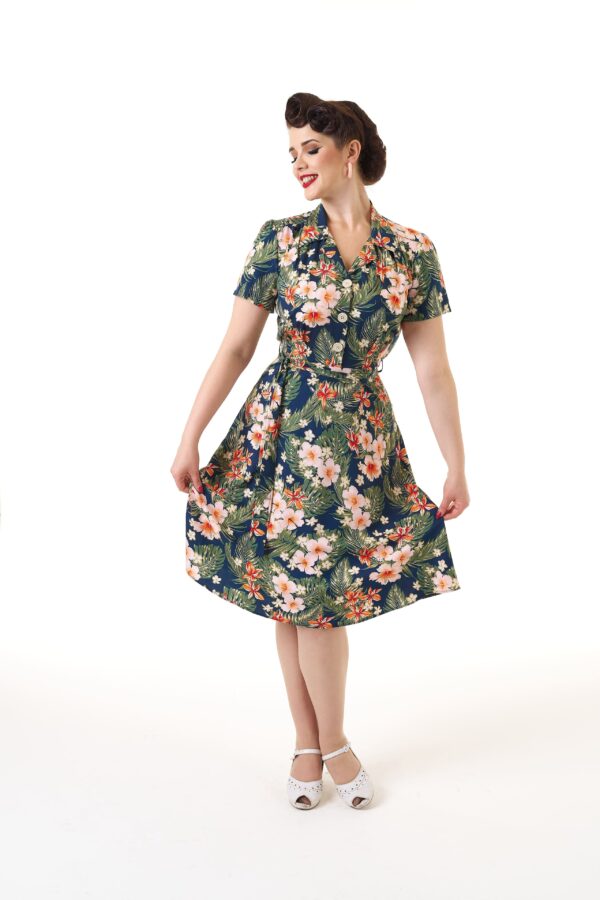 Tiki Green 1940's Shirt Dress by Pretty Retro