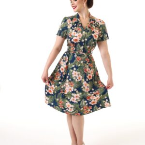 Tiki Green 1940's Shirt Dress by Pretty Retro