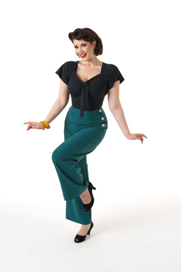 Teal Retro Swing Trousers by Pretty Retro
