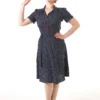 Navy Polka 1940's Shirt Dress by Pretty Retro - Image 5