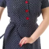 Navy Polka 1940's Shirt Dress by Pretty Retro - Image 4