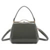 Classic Clasp Opening Patent Faux Leather Handbag - Image 3