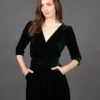 Sophia Wide Leg Jumpsuit - Green, Velvet by Sarta - Image 2