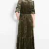 Pandora V-Neck Midaxi Dress- Khaki, Velvet Leopard by Sarta - Image 4