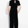 Lydia V-neck Jumpsuit- Black, Velvet by Sarta - Image 4