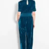 Lydia V-neck Jumpsuit- Teal, Velvet by Sarta - Image 2