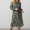 Anya Cotton Pincord Midi Shirt Dress Moss by Lily & Me - Image 2