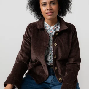 Ash Stretch Cotton Jumbo Cord Jacket Chocolate by Lily & Me