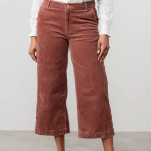 Isla Wide Leg Antique Rose Cropped Cord Trouser by Lily &  Me