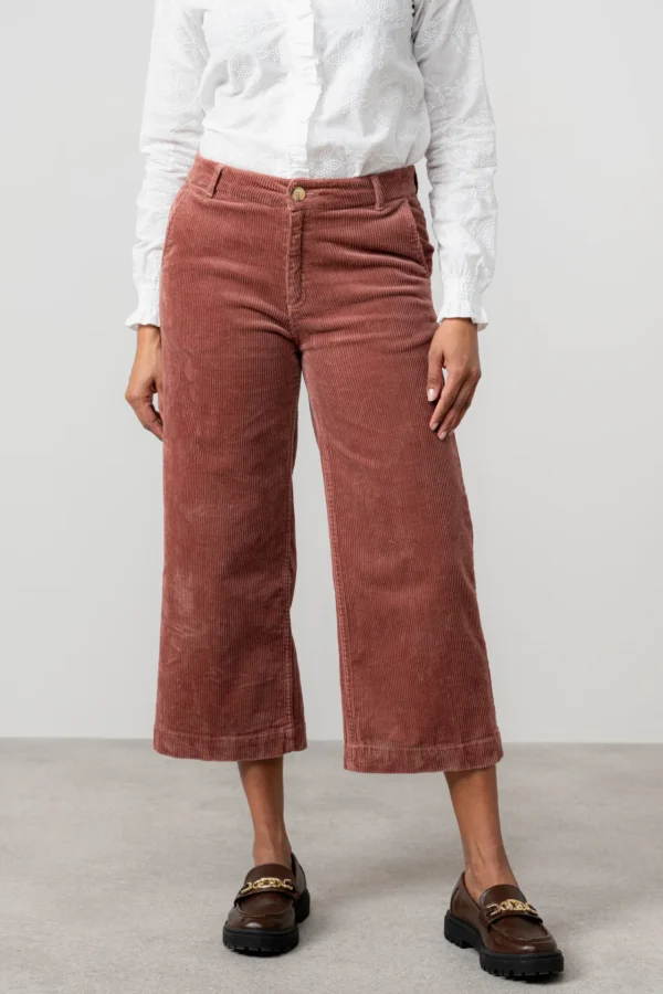 Isla Wide Leg Antique Rose Cropped Cord Trouser by Lily &  Me