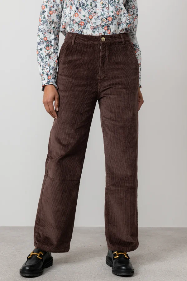 Strachan Stretch Cord Wide Leg Trouser Chocolate by Lily & Me