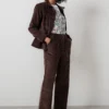 Strachan Wide Leg Chocolate Stretch Cord Trouser by Lily &  Me - Image 2