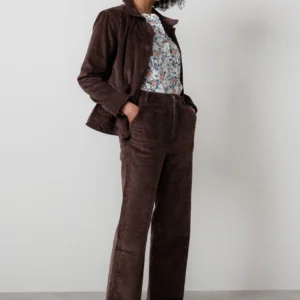Strachan Wide Leg Chocolate Stretch Cord Trouser by Lily &  Me