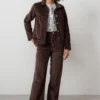 Strachan Wide Leg Chocolate Stretch Cord Trouser by Lily &  Me - Image 3
