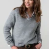 Woodchester V-Neck Boxy Knit Jumper Grey by Lily & Me - Image 2