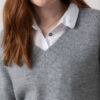 Woodchester V-Neck Boxy Knit Jumper Grey by Lily & Me - Image 5