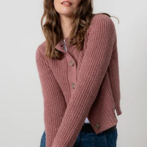 June Ribbed Knit Cardigan Antique Rose by Lily & Me