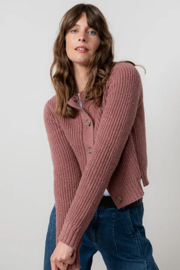 June Ribbed Knit Cardigan Antique Rose by Lily & Me