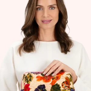 Cream Posy Quilted Wash Bag by Powder Design