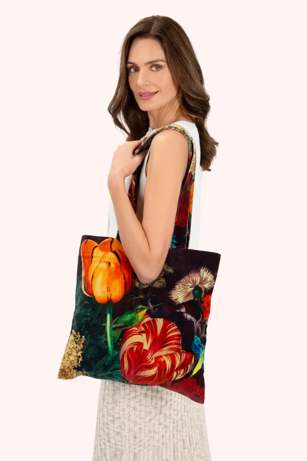 Floral Velvet Tote Bag by Powder Design