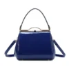 Classic Clasp Opening Patent Faux Leather Handbag - Image 2
