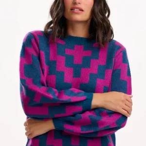 Teal Pink Essie Folk Jumper from Sugarhill Brighton
