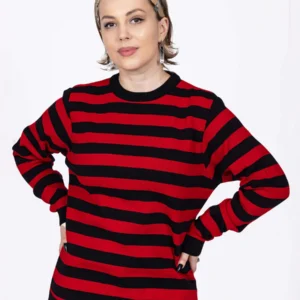 Red & Black Striped Jumper by Run & Fly
