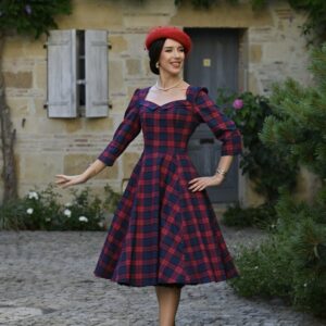Margot Tartan Swing Dress by Hearts & Roses London