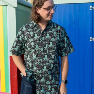 Green Seas Unisex Short Sleeve Cotton Shirt by Run and Fly