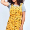 Gold Dino Cord Pinafore Dungaree Dress by Run and Fly - Image 2