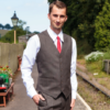 Mens Waistcoat in Plain Brown by The Seamstress of Bloomsbury - Image 2