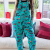 Jade Adventure Dino Stretch Twill Unisex Dungarees by Run & Fly - Image 3