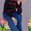 Bee in a Rainbow Black Unisex Jumper by Run and Fly - Image 4