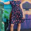 Cherry Blossom Black Tea Dress in Cotton from Run and Fly - Image 5