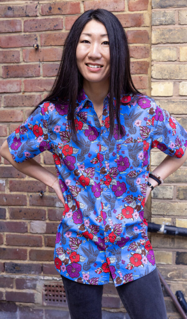 Hummingbird Print Short Sleeve Shirt by Run and Fly