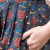Retro Tattoo Stretch Belted Tea Dress with Pockets by Run and Fly - Image 4