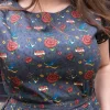 Retro Tattoo Stretch Belted Tea Dress with Pockets by Run and Fly - Image 3
