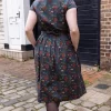 Retro Tattoo Stretch Belted Tea Dress with Pockets by Run and Fly - Image 2
