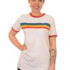 White Rainbow Stripe Retro T Shirt by Run and Fly - Image 3