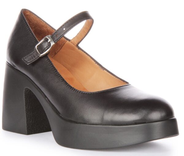 Amara T Bar Shoes in Black Leather